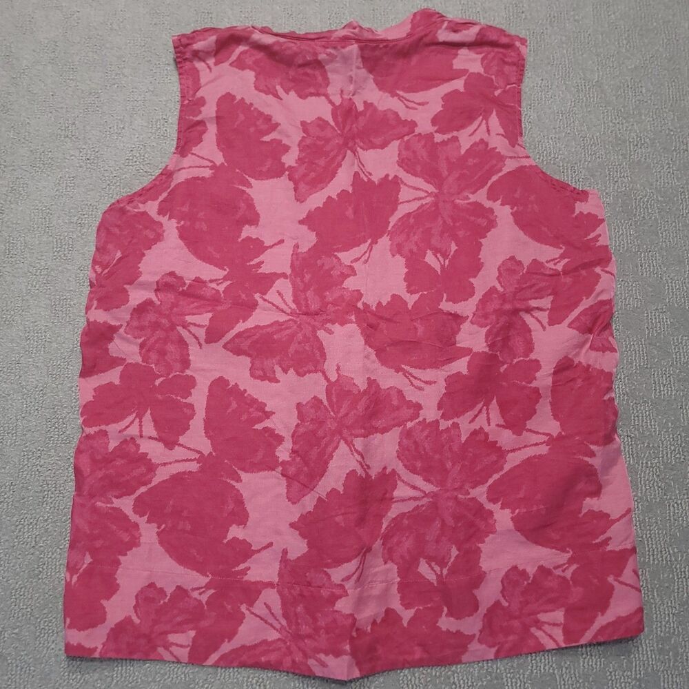 Talbots Pink Butterfly Silk Blend Sleeveless Top Size 18 Pleat Front Scoop Neck - Picture 2 of 8